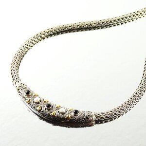 PHILLIP GAVRIEL Sterling Silver 18K Gold Black Onyx & White Pearls Necklace